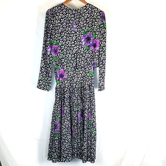 Vintage 80s Kono Floral Midi‎ Dress - Picture 7 of 11